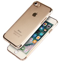 Apple iPhone SE 2022 Case Zore Tareks Şeffaf Cover Gold