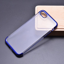 Apple iPhone SE 2022 Case Zore Tek Sıra Taşlı Silicon Blue