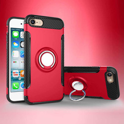 Apple iPhone SE 2022 Case Zore Yüzüklü Verus Cover Red