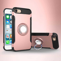 Apple iPhone SE 2022 Case Zore Yüzüklü Verus Cover Rose Gold