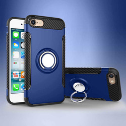 Apple iPhone SE 2022 Case Zore Yüzüklü Verus Cover Navy blue