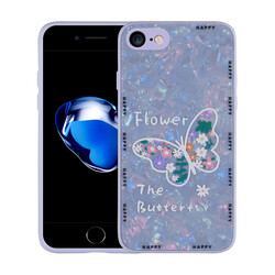 Apple iPhone SE 2022 Kılıf Desenli Sert Silikon Zore Mumila Kapak Lilac Flower
