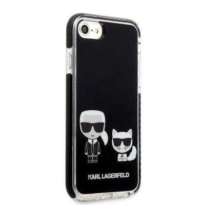 Apple iPhone SE 2022 Kılıf Karl Lagerfeld Kenarları Siyah Silikon K&C Dizayn Kapak Siyah