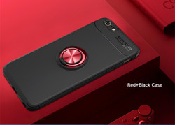 Apple iPhone SE 2022 Kılıf Zore Ravel Silikon Kapak Siyah-Kırmızı