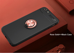 Apple iPhone SE 2022 Kılıf Zore Ravel Silikon Kapak Siyah-Rose Gold