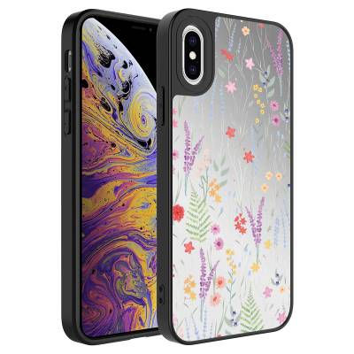 Apple iPhone X Case Mirror Patterned Camera Protected Glossy Zore Mirror Cover Dallar