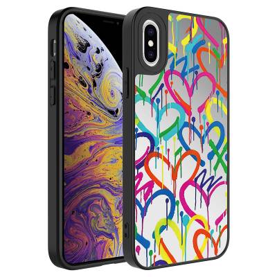 Apple iPhone X Case Mirror Patterned Camera Protected Glossy Zore Mirror Cover Kalp