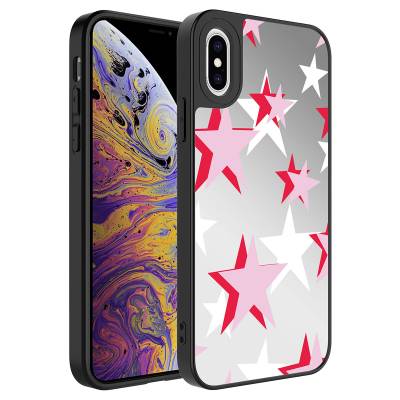 Apple iPhone X Case Mirror Patterned Camera Protected Glossy Zore Mirror Cover Yıldız