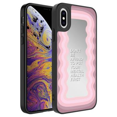 Apple iPhone X Case Mirror Patterned Camera Protected Glossy Zore Mirror Cover Ayna