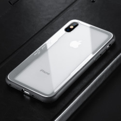 Apple iPhone X Kılıf Benks Shiny Glass Series Gümüş
