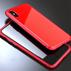 Apple iPhone X Kılıf Voero 360 Magnet Kapak Kırmızı