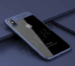 Apple iPhone X Kılıf Zore Buttom Kapak Mavi