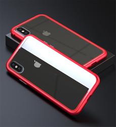 Apple iPhone X Kılıf Zore Devrim Mıknatıslı Cam Kapak Kırmızı