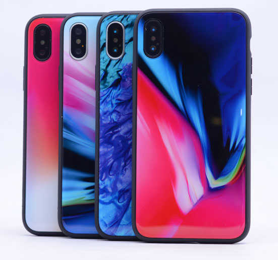 Apple iPhone X Kılıf Zore Ebruli Cam Kapak - 7