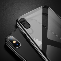 Apple iPhone X Kılıf Zore Eğimli Craft Cam Kapak Siyah