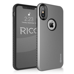 Apple iPhone X Kılıf Roar Rico Hybrid Kapak Koyu Gri