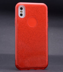 Apple iPhone X Kılıf Zore Shining Silikon Kırmızı