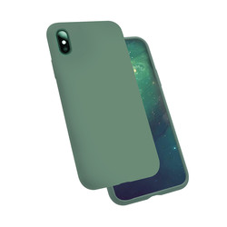 Apple iPhone X Kılıf Zore Silk Silikon Koyu Yeşil