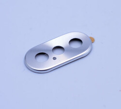 Apple iPhone X Zore Metal Kamera Koruyucu Gümüş