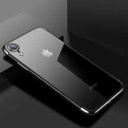 Apple iPhone XR 6.1 Kılıf Zore Dört Köşeli Lazer Silikon Kapak Siyah