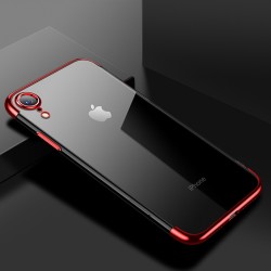 Apple iPhone XR 6.1 Kılıf Zore Dört Köşeli Lazer Silikon Kapak Kırmızı