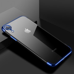 Apple iPhone XR 6.1 Kılıf Zore Dört Köşeli Lazer Silikon Kapak Mavi