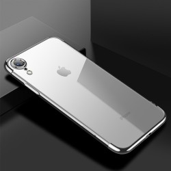 Apple iPhone XR 6.1 Kılıf Zore Dört Köşeli Lazer Silikon Kapak Gri