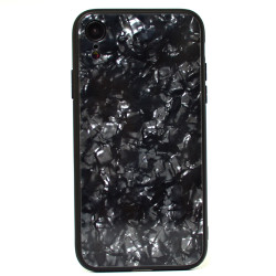 Apple iPhone XR 6.1 Kılıf Zore Marbel Cam Silikon Siyah