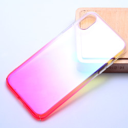 Apple iPhone XR 6.1 Kılıf Zore Renkli Transparan Kapak Pembe