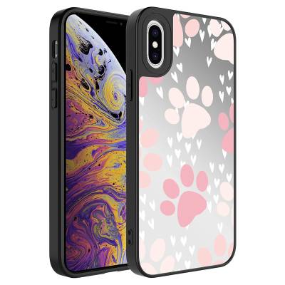 Apple iPhone XS 5.8 Case Mirror Patterned Camera Protected Glossy Zore Mirror Cover Pati