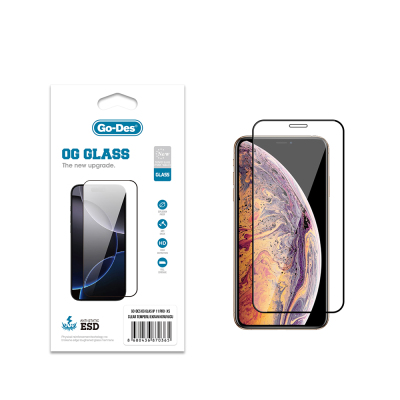 Apple iPhone XS 5.8 Go Des OG Glass Antistatik Temperli Cam Ekran Koruyucu Şeffaf