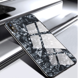 Apple iPhone XS 5.8 Kılıf Zore Marbel Cam Silikon Siyah