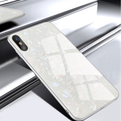 Apple iPhone XS 5.8 Kılıf Zore Marbel Cam Silikon Beyaz