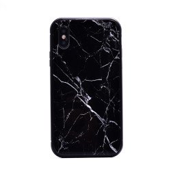 Apple iPhone XS 5.8 Kılıf Zore Mermerli Devrim Cam Kapak Siyah