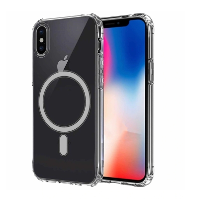 Apple iPhone XS Max 6.5 Case with Magsafe Charging Transparent Hard PC Zore Embos Cover Colorless