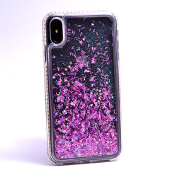 Apple iPhone XS Max 6.5 Case Zore Sıralı Taşlı Sıvılı Silicon Purple