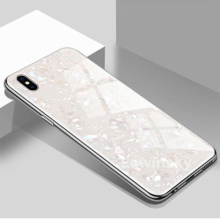 Apple iPhone XS Max 6.5 Kılıf Zore Marbel Cam Silikon Beyaz