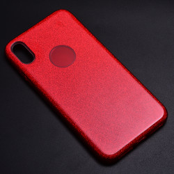 Apple iPhone XS Max 6.5 Kılıf Zore Shining Silikon Kırmızı