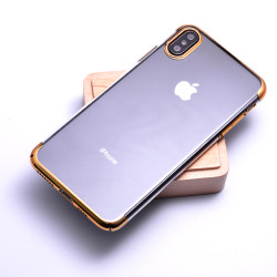 Apple iPhone XS Max 6.5 Kılıf Zore Tareks Şeffaf Kapak Gold