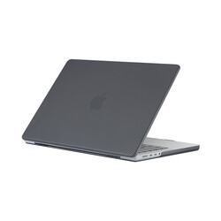 Apple Macbook 14.2' 2021 A2442 Zore MSoft Carbon Fiber Tasarımlı Kapak Siyah
