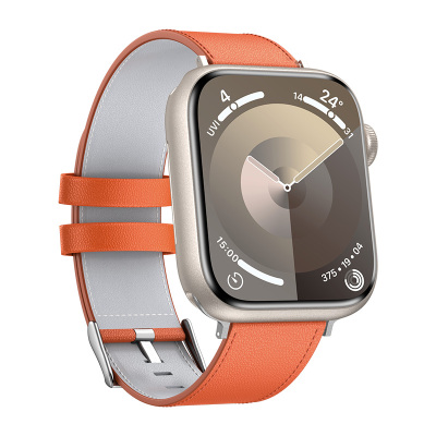 Apple Watch 10 42mm Benks Vintage Genuine Leather Series Leather Band Strap Orange