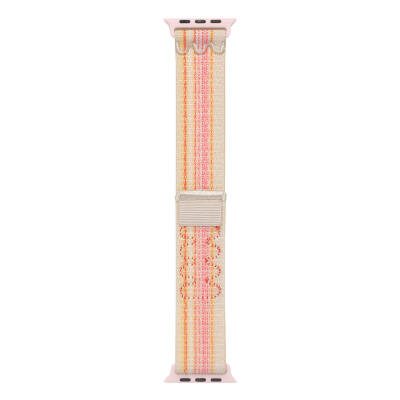 Apple Watch 10 42mm KRD-91 Hasır Kordon Strap Kayış Pembe