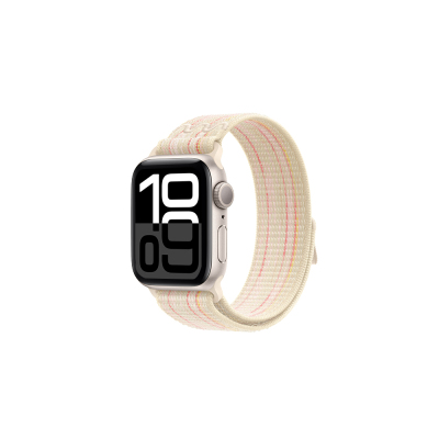 Apple Watch 10 42mm KRD-91 Hasır Kordon Strap Kayış Starlight-Pembe