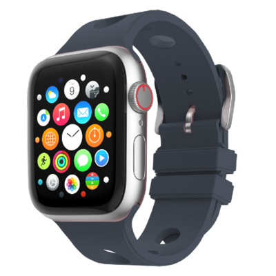 Apple Watch 10 42mm Perforated Design Zore KRD-147 Silicone Band Midnight