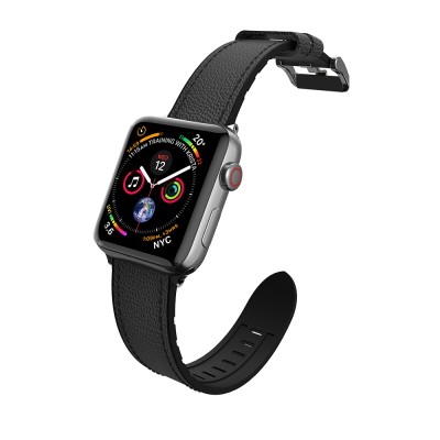 Apple Watch 10 42mm Raptic Hybrid Leather Serisi Deri Kordon Siyah