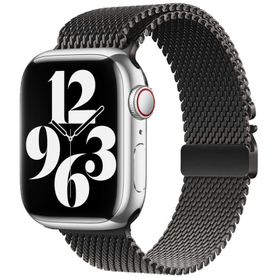 Apple Watch 10 42mm Zore KRD-121 Metal Hasır Kordon Siyah