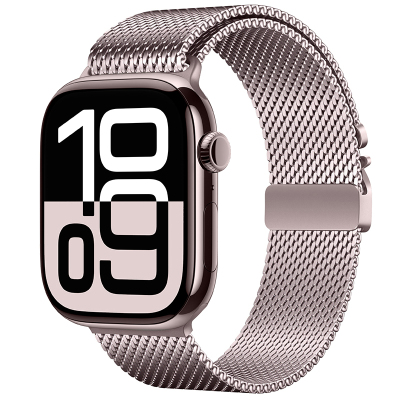 Apple Watch 10 42mm Zore KRD-121 Metal Hasır Kordon Pembe