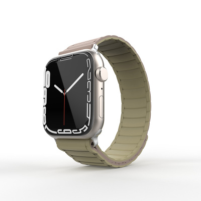 Apple Watch 10 42mm Zore KRD-122 Silikon Kordon Strap Kayış Kahverengi-Krem