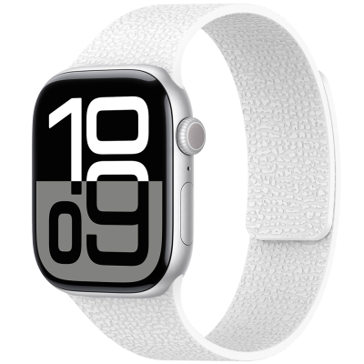 Apple Watch 10 42mm Zore KRD-136 Kabartma Desenli Silikon Kordon Beyaz