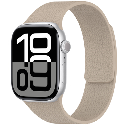 Apple Watch 10 42mm Zore KRD-136 Kabartma Desenli Silikon Kordon Cocao